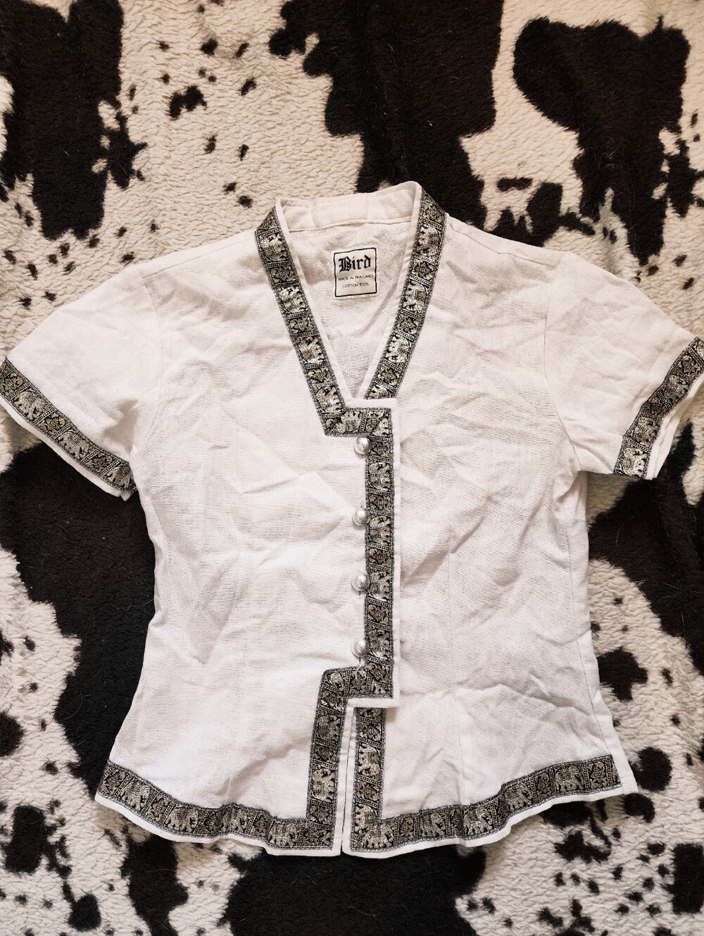 WOMEN'S 70'S ORIENTEL COTTON TOP - WHITE